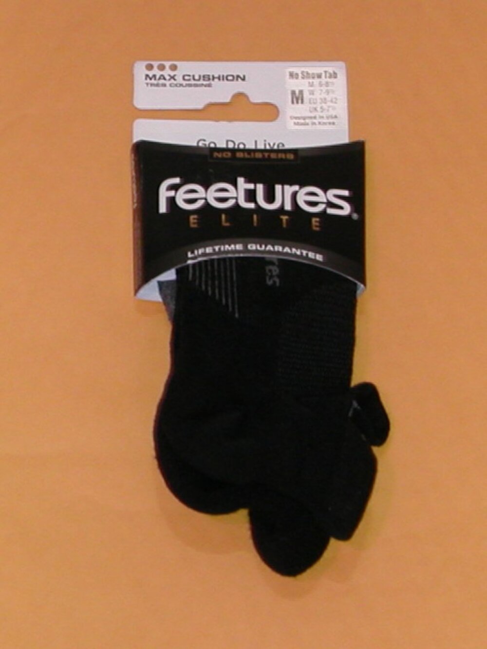 Elite Max Cushion No Show Tab Socks Women's Medium NWT Black